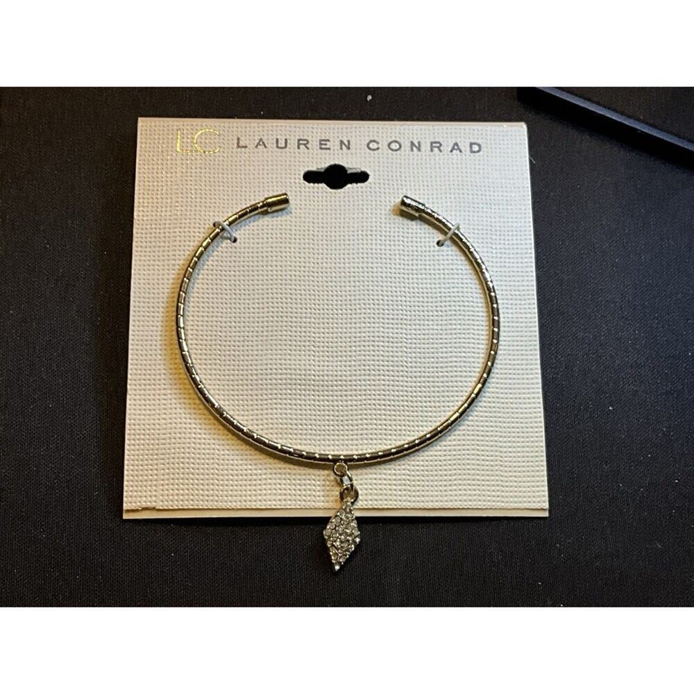 Lauren Conrad Open Cuff Gold Tone Rhinestone Dangle Bracelet